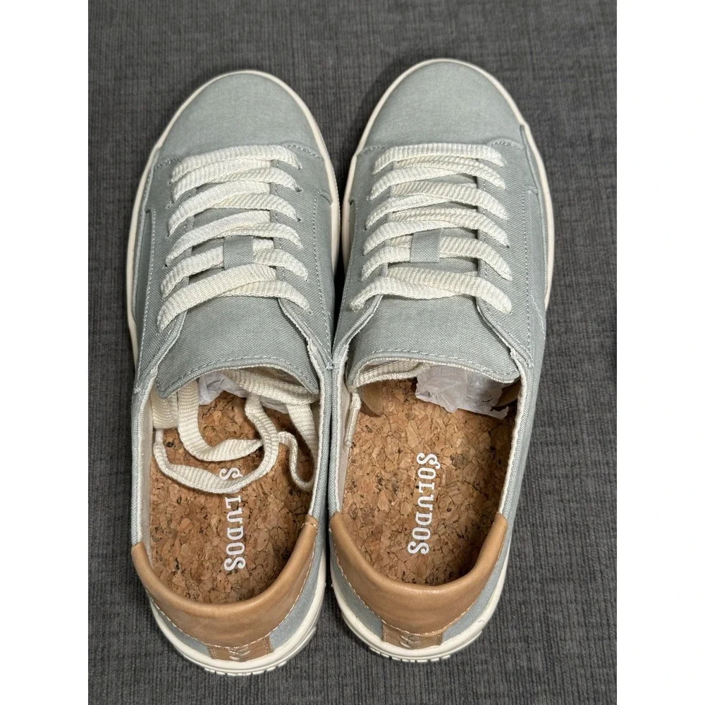 Soludos Ibiza Lace Up Canvas Sneakers.‎ Light Blue US 6 EU 37